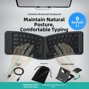 Sanwa Supply | Wireless Bluetooth Foldable Ergonomic V-Shape Keyboard
