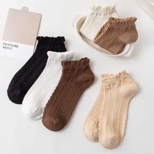 Gratis Ongkir - Kaos Kaki Korea Lembut / Kaos Kaki Motif Rajut / Kaos Kaki Pendek Warna Cute / Kaos Kaki Anak Remaja Motif
