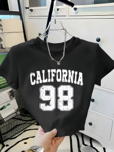 Short Cropped Letter Print WomenS Casual Stylish Round Neck Sleeve T-Shirt Summer Sleeved Harajuku Streetwear Tops Tees