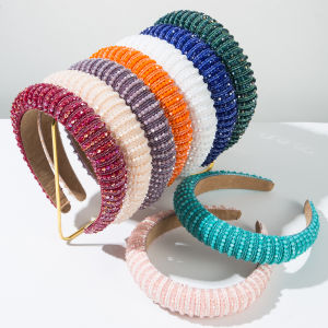 New Sponge Height Increasing Headband Handmade Bead Network Red Crystal Versatile Temperament Outdoor Fashion Headband