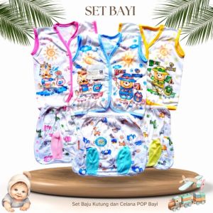Setelan Baju Lengan Kutung Boboko&Celana Pop LuckyTime 0-3Bln-Set Pakaian Bayi Newborn-Vegasus Store