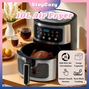 Stay Cozy 10L Large Capacity Air Fryer with Viewing Window No Oil Cooking Non-Stick Basket Easy Clean Multifunction Kitchen家用空气炸锅