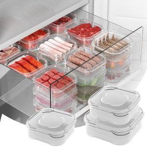 350/650ML Refrigerator Frozen Meat Antibacterial Fresh-Keeping Box Kitchen Food-Grade Transparent PVC Classified Sealed Box