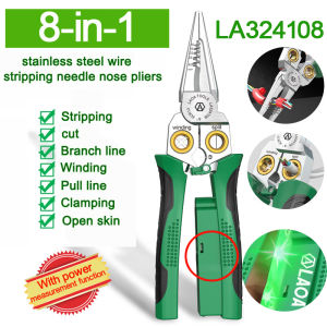 LAOA Electricians Pliers Multi-Function Wire Stripper 8-in-1 Stainless Steel Needle-Nose Pliers with Electrical Measurement F