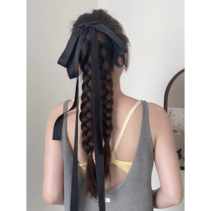 Black Butterfly Knot Ultra Long Sash Hair Clip Womens New 2025 Sweet Elegant Back of Head Hair Accessory High-End Feeling