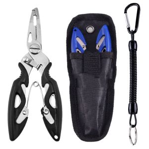 Outdoor Fishing Pliers with Bag Fish Hook Remover Fishing Line Cutter Split Ring Opener Fish Gripper with Lanyard Fishing Tools