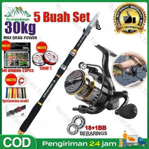 5 Buah Set Joran Pancing Portable Carbon Fiber Telescopic 2-3 Meter