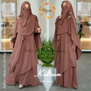 GAMIS ELEGAN AIRFLOW CADAR LAPIS LAPIS PUNGGUNG TANGAN TERTUTUP