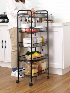 KORMES 2025 Premium 5-in-1 Kitchen Storage Cart - Expandable 5-Tier Organizer with Locking Wheels & Turbo Ventilation System Multi-Functional Rack for Filipino Homes (3/4/5 Layers Selectable) Heavy Duty & Space Saving Design
