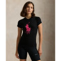 Polo Ralph Lauren Women Pink Pony Cotton Crewneck Tee. 