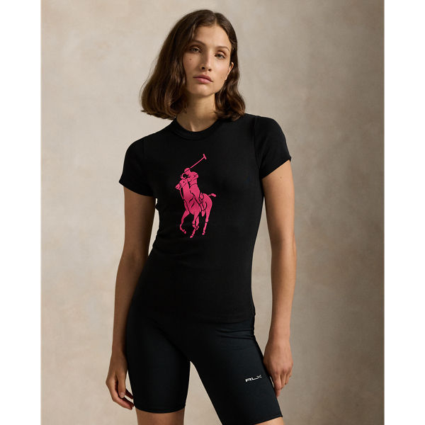 Polo Ralph Lauren Women Pink Pony Cotton Crewneck Tee