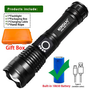 High Power Tactical Torch Most Powerful LED Flashlight Long Shot Zoomable Lantern For Camping Outdoor Built-in 26650 Battery