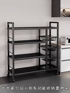 304 Stainless Steel Kitchen Storage Cabinet With Wheels Kitchen Racks Organizer Shelf Heavy Duty Kitchen Vegetable Rack Microwave Oven Rack Spice Cabinet Organizer Space Savers