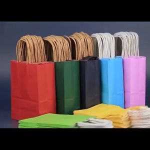 10 Piece Colorful Gift Paper Bag with Handles Solid Color Gift Bag for Birthdays Gifts Weddings