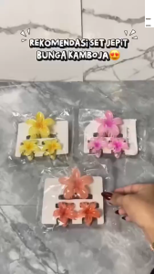 MPACC237 Jepit Rambut Bunga Kamboja Set Isi 3 Aksesoris Korea Wanita Akrilik