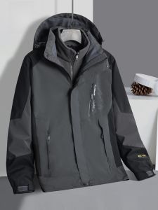 ROMON | Romont Mens Three-in-One Jacket Outdoor Windproof Waterproof Skiing Climbing Suit Modern Fashion Urban Style Standard Fit