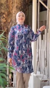 MDLY Baju Kemeja Atasan Wanita/Baju Tunik Premium/Tunik Motif Printing Silk/Zahira Tunik by Mdly
