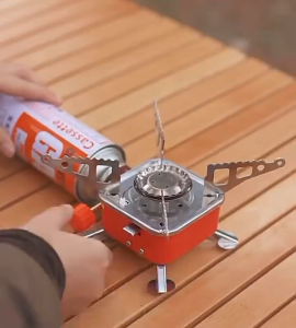 SAIYG Portable Camping Gas Stove - Mini Butane Square Stove with Piezoelectric Auto-Ignitio