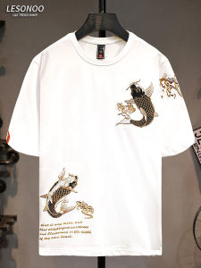 LIANSENNIAO | Carp Embroidery Summer Thin Casual T-Shirt