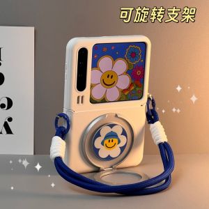 Korean Style Smiling Face Stand Suitable for Huawei PuraX Folding Screen Mobile Phone Case Leather Xiaomi Mixflip Handheld