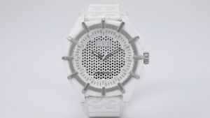 Diesel Mens Framed Analog Watch ( DZ4664 ) - Solar White Case Round Dial 24 MM White Plastic Band