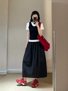 XIANYIJIAO | Plus Size Slimming Flower Bud A-Line Work Skirt
