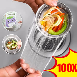 【24h Ship】100Pcs Kitchen Sink Filter Disposable Sewer Anti-Blocking Garbage Bag Pool Mesh Bag Bathroom Garbage Filter Hair Catcher Kitchen Accessories