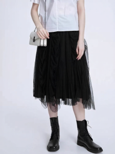 S·DEER | Đầm Dài MESH Không Đều Co Giãn Phong Cách Retro Mùa Xuân