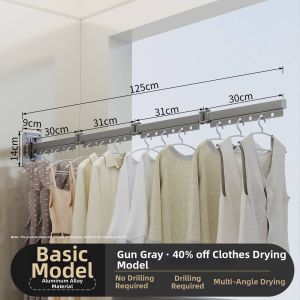 WAMUJIER | Wall-Mounted Invisible Foldable Clothes Drying Rack