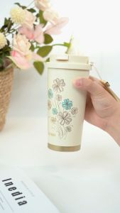 GERM Clover Coffee Cup 390ml S31603 Stainless Steel Thermos Bottle Leakproof Water Bottle Tumbler