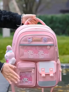 FASHION ACE🔥 Cute Kuromi Backpack for Elementary School Girls 2024 New Style  1st Grade Girls 2nd Grade 3rd to 6th Grade Weight Loss Spine Protection Kuromi Backpack beg sekolah perempuan 书包小学生2024021701
