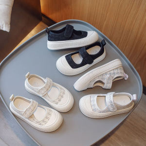 Mary Janes Canvas Shoes Girls Summer New Breathable Casual Childrens Biscuit Shoes Middle Large Children Board Shoes