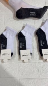 ยกโหลเส้นใบ ถุงเท้านักเรียน ชาย/หญิง สีขาวพื้นเทา สีน้ำตาล กระบวนการถุงเท้ากันลื่น สำหรับผู้ชาย/หญิง