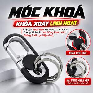 Móc khóa xe máy ô tô đẹp có chốt móc đĩa quần cao cấp thời trang lịch lãm xoay nhẹ linh hoạt hai vòng chìa khóa không rơi ra chống thất lạc hiệu quả.(màu đen)