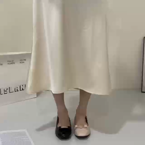 sak.footywear Queen Basics Womens Apricot & Black Fabric Splice Mary Jane Flats 5018-35 Breathable Comfortable Shoes with Bow Detail Flatform