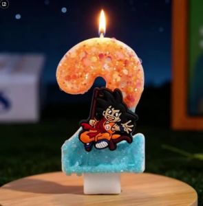 Bandai | 0-9 Dragon Ball Number Candles Glitter Confetti Birthday Cake Topper Party Decoration Goku Themed Gift for Fans