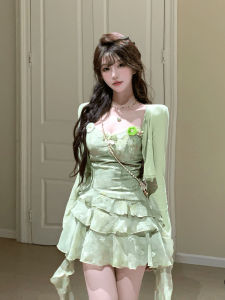 Đầm Bó Sát Kiểu Pháp Gợi Cảm SYJ Không Đều Đầm Chữ a Cạp Cao Tay Dài Mùa Hè Cho Nữ