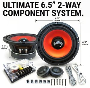 2 Pcs High-Power 6.5 Inch Car Audio Speaker Kit 2-Way System with Mid-Bass Woofer Tweeter & Crossover Network 220W Peak Power