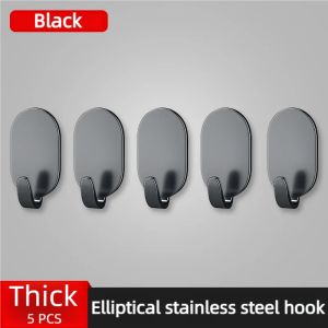 5PC Hook Strong Adhesive No Punching Kitchen Or Bathroom Door Wall Mounted Stainless Steel Hook Without Any Marks