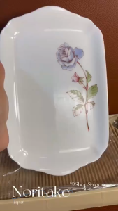 NORITAKE 100%New - Couple - Combo 02 Chiếc Đĩa Chữ Nhật Hoa Hồng Vẽ Tay 27.5cm