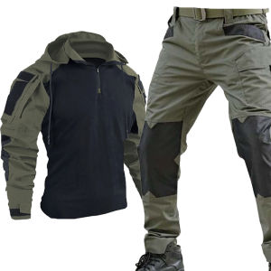 Tactical Cargo Suits T-Shirt And Cargo Pants Men Clothes Shirts Airsoft Paintball Hunting Clothes Wear Resistant Outdoor