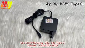 Sạc laptop Hp củ vuông / chữ nhật chân type C USB C 20V - 3.25A 65W tặng kèm dây nguồn
