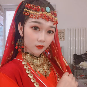 Bộ Trang Sức Cổ Trang Phục Hanfu Phụ Kiện Tóc Hạt Đỏ Đông Phong Trang Sức Tai Vòng Tay Vòng Eo Dây Chuyền Phụ Kiện Tóc