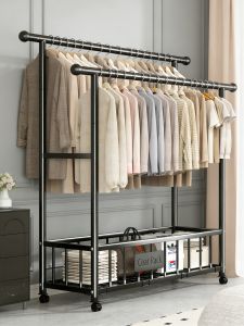 YIXUAN | Dual Rod Floor Standing Mobile Clothes Rack