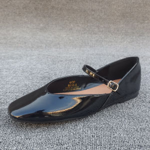 Fall 2024 New Pure Color Ladies Flat Bottom Single Leather Shoe Square Head Versatile Buckle Strap Fashionable Flat Heel Womens Shoe