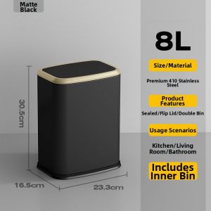 Lid-operated Large-capacity Stainless Steel Trash Can