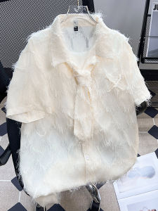 Fringed Burr Stylish Shirt Men Summer Loose New Chinese Short Sleeve Shirt Trendy Ins Casual Half Sleeve