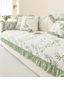 French Style Sofa Cushion Non-Slip Simple Modern Sofa Cover Cloth High-End Sensation Slipcover Easy to Clean Snowy Leaf Pattern