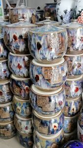 Porcelain rice dispenser 5kg /10kilos 15kg  rice storage container big clay pot jar for rice