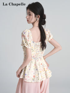 La Chapelle | Floral Tied V-Neck Short Sleeve Blouse